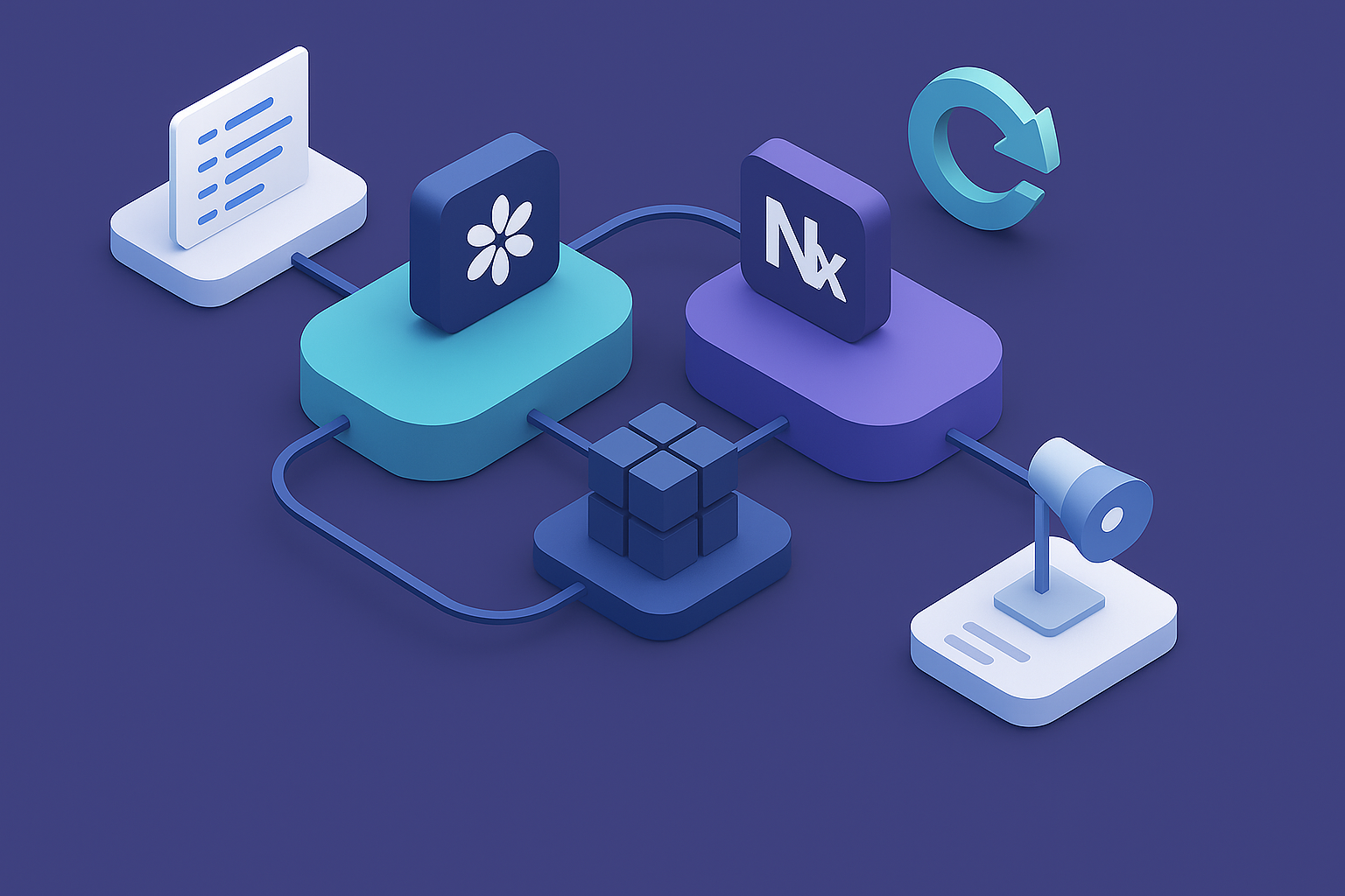 Schema con Melos e Nx che orchestrano progetti multipiattaforma