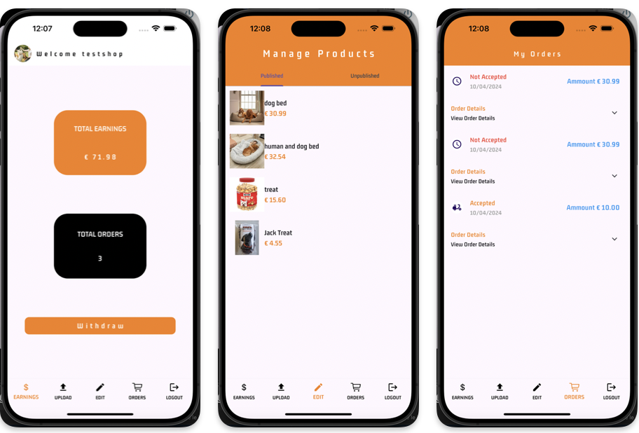 Accesso dedicato per cliente e venditore in app multi-vendor 1